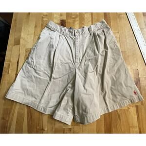 Ralp Lauren Sport Shorts Beige‎ Wide Leg Flare Pony Logo Womens sz 12 EUC